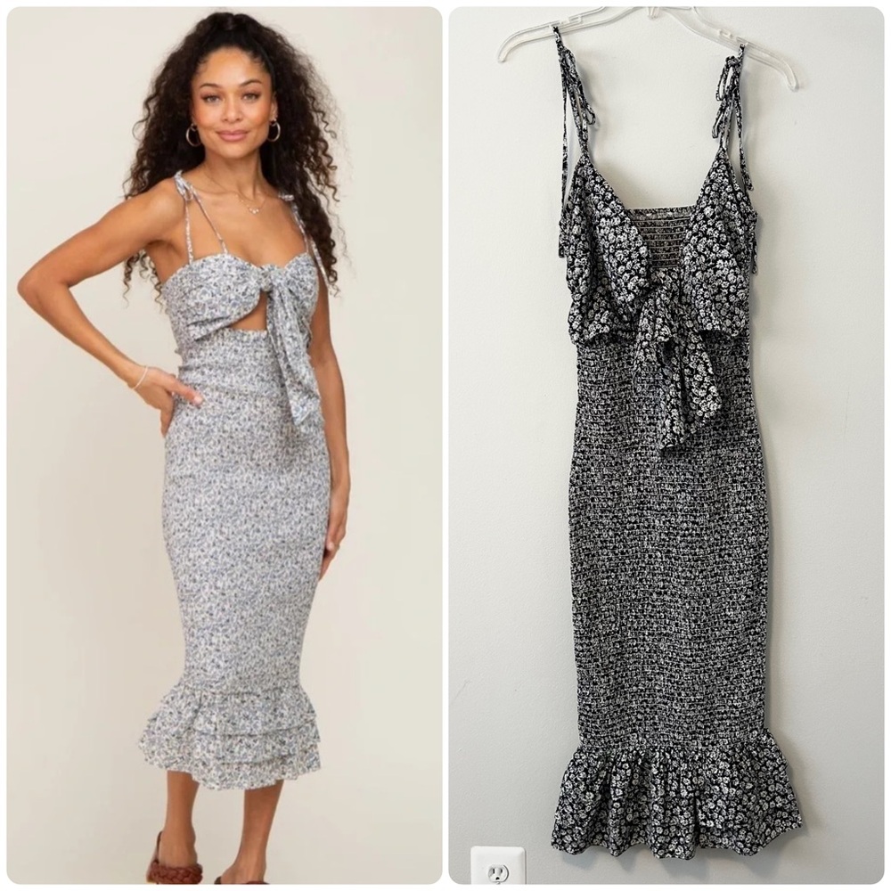 Mable Smocked Midi Bodycon Dress